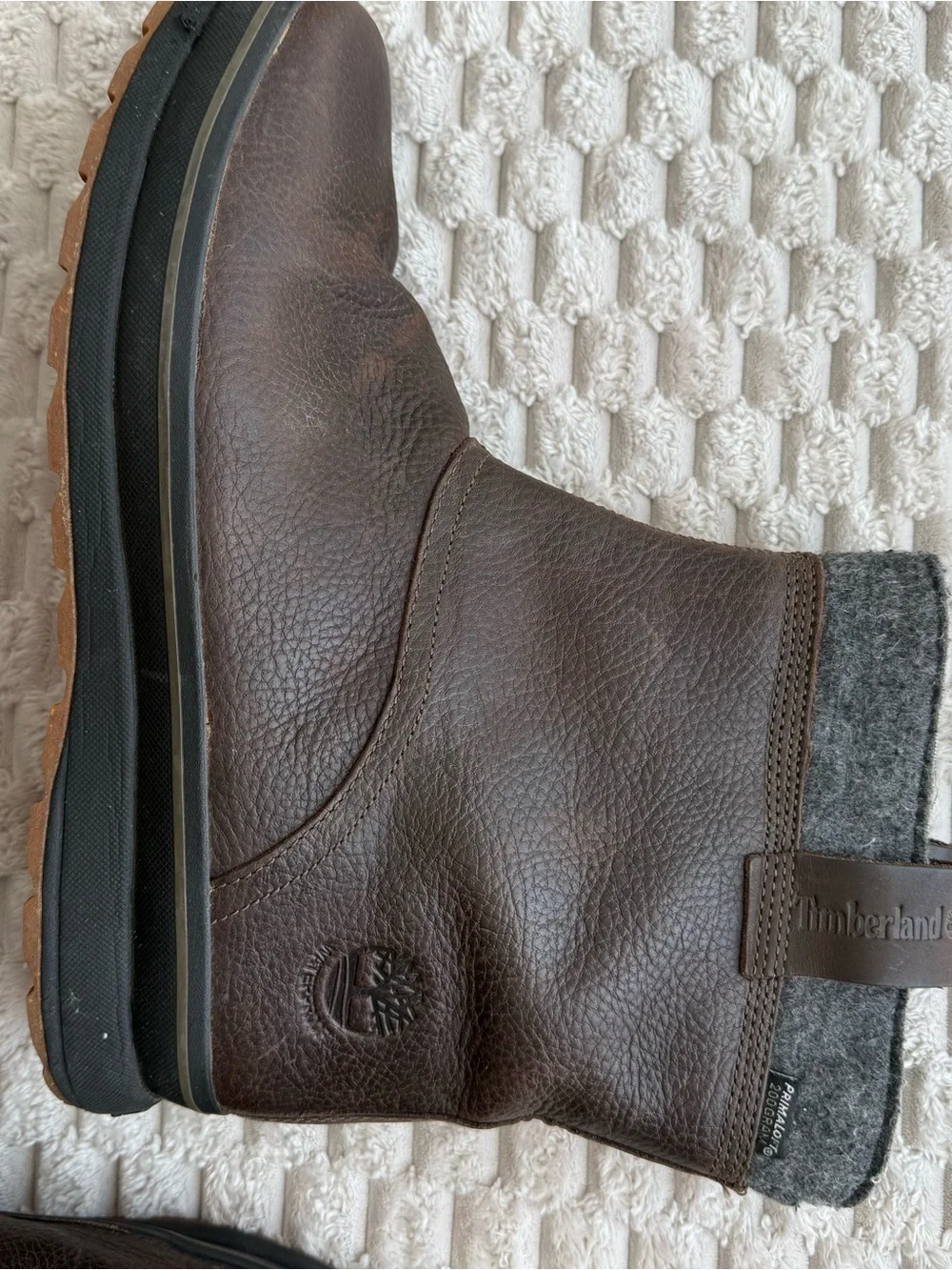 Timberland Brown Leather Wool Lined Waterproof Mens Pull On Boots